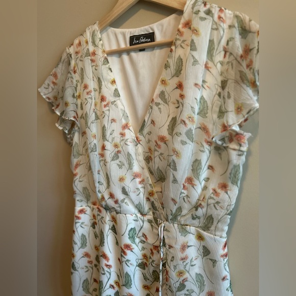 Sam Edelman Floral Dress, Ruched Waist, Cream color, Size 8 - Picture 8 of 10